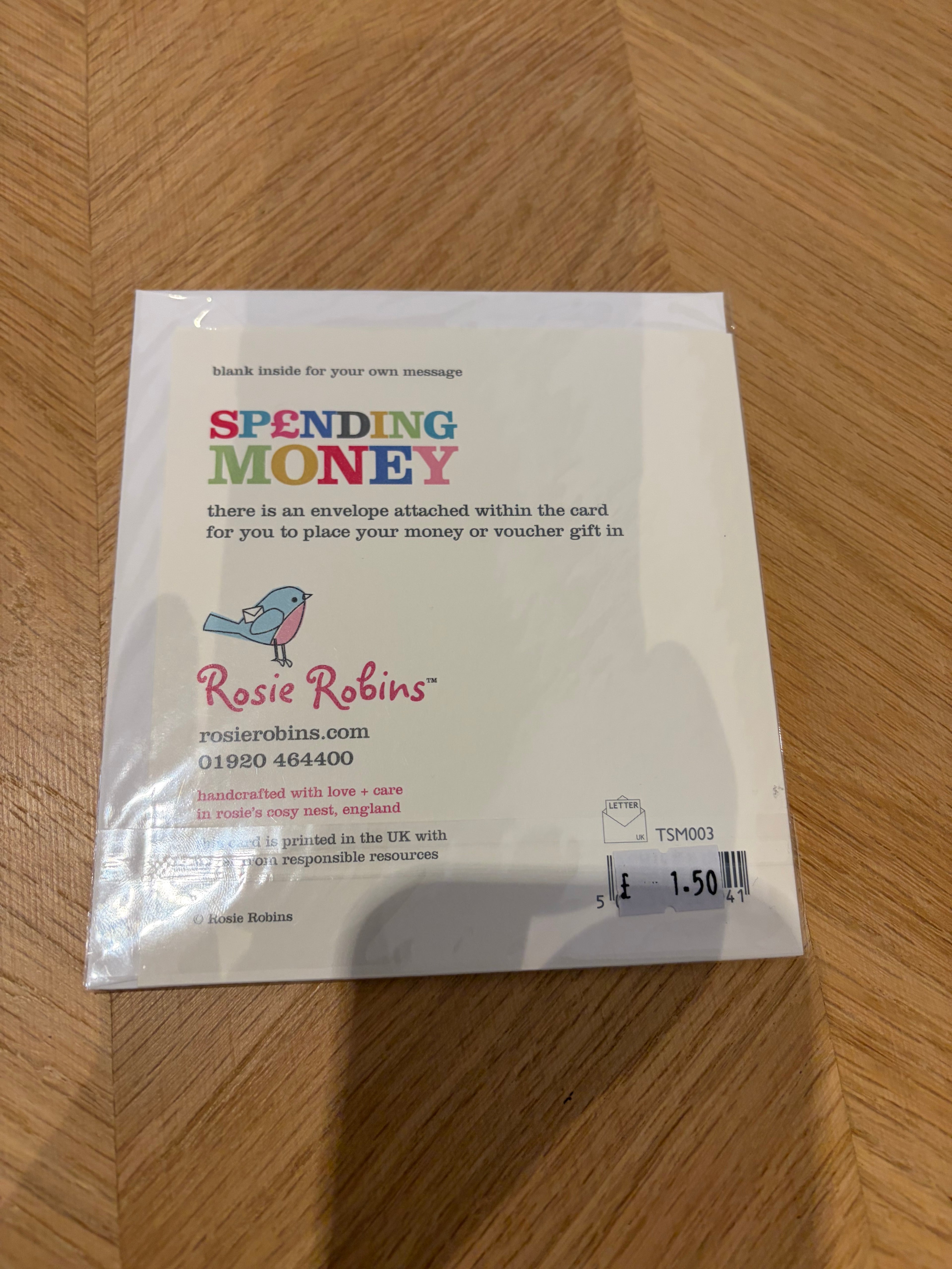 Spending Money for your Special Day Card (Including a Money Wallet)