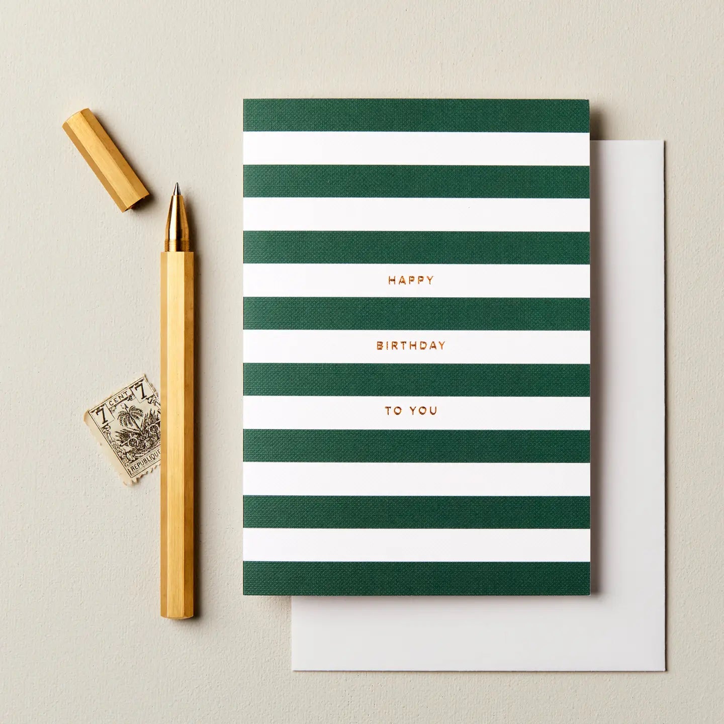Premium Green Stripes Birthday Card