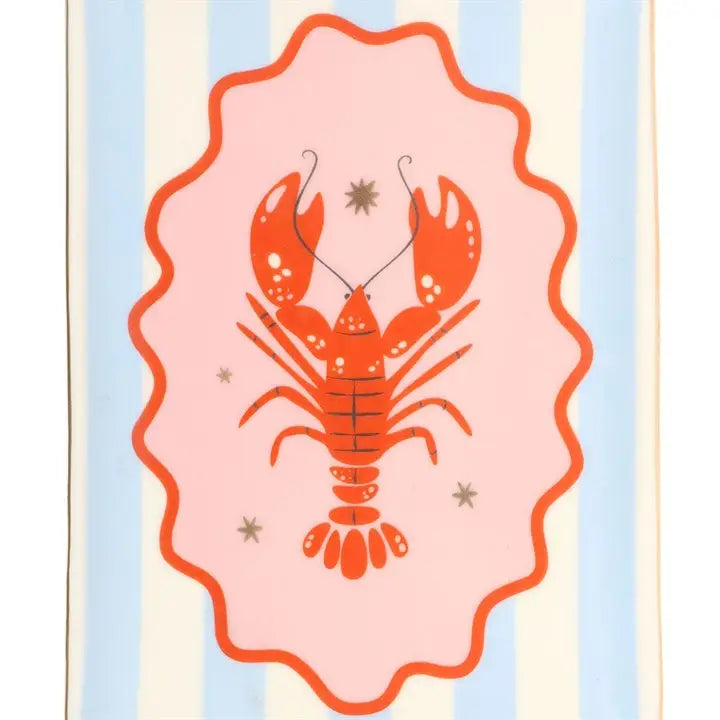 Striped Lobster Coastal Trinket Dish